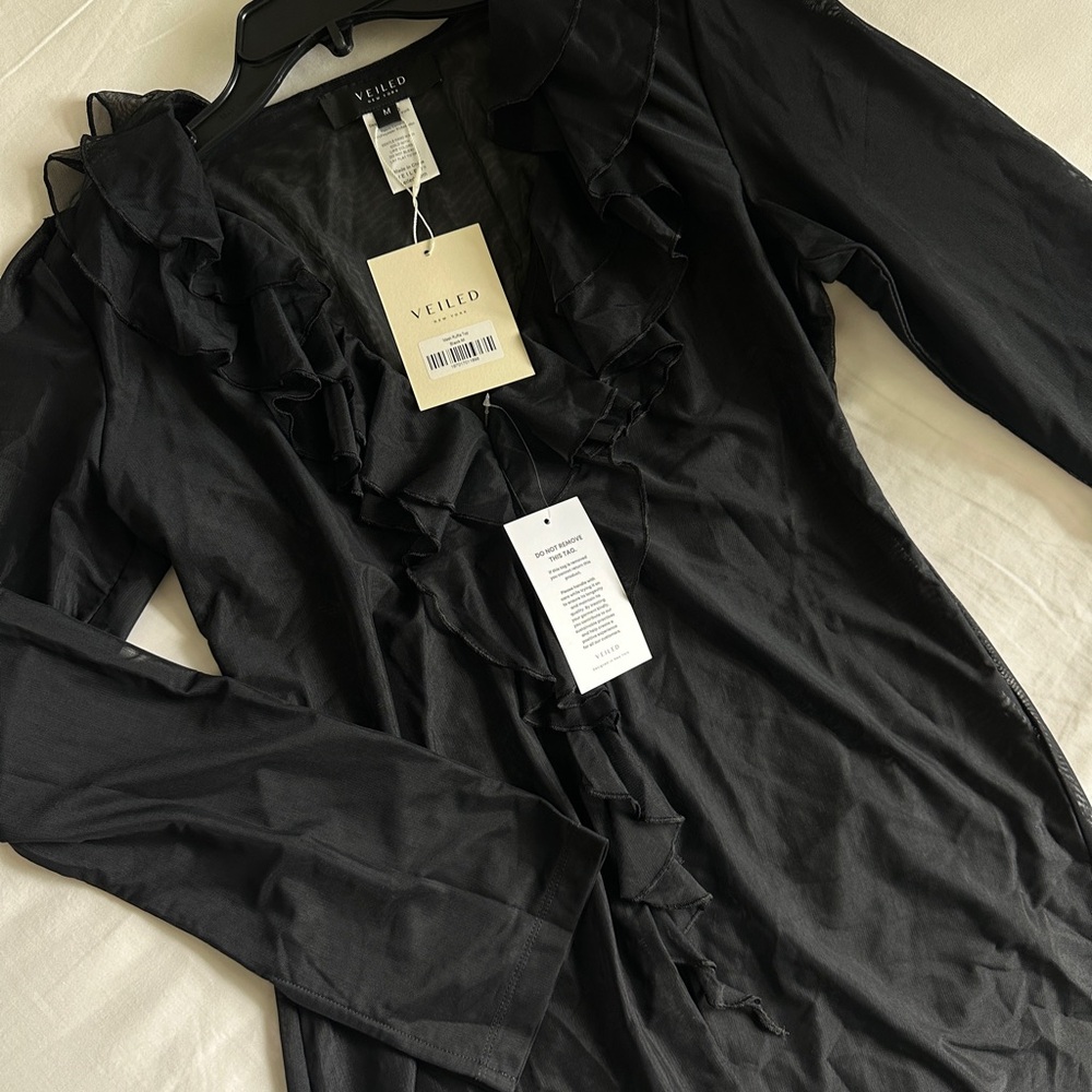 SOLD Veiled Black Ruffled Blouse